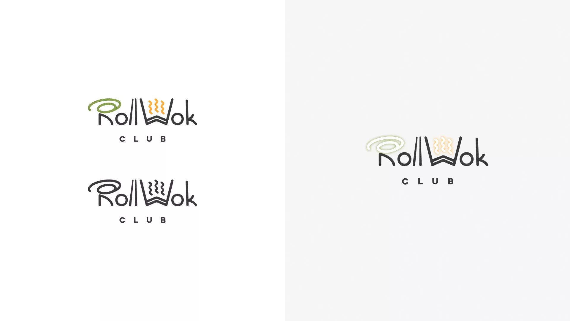 Разработка логотипа и фирменного стиля суши-бара «Roll Wok Club» в Муравленко